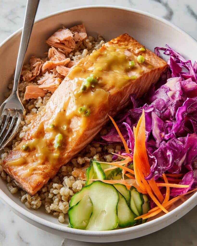 Miso Salmon Farro Bowl Recipe