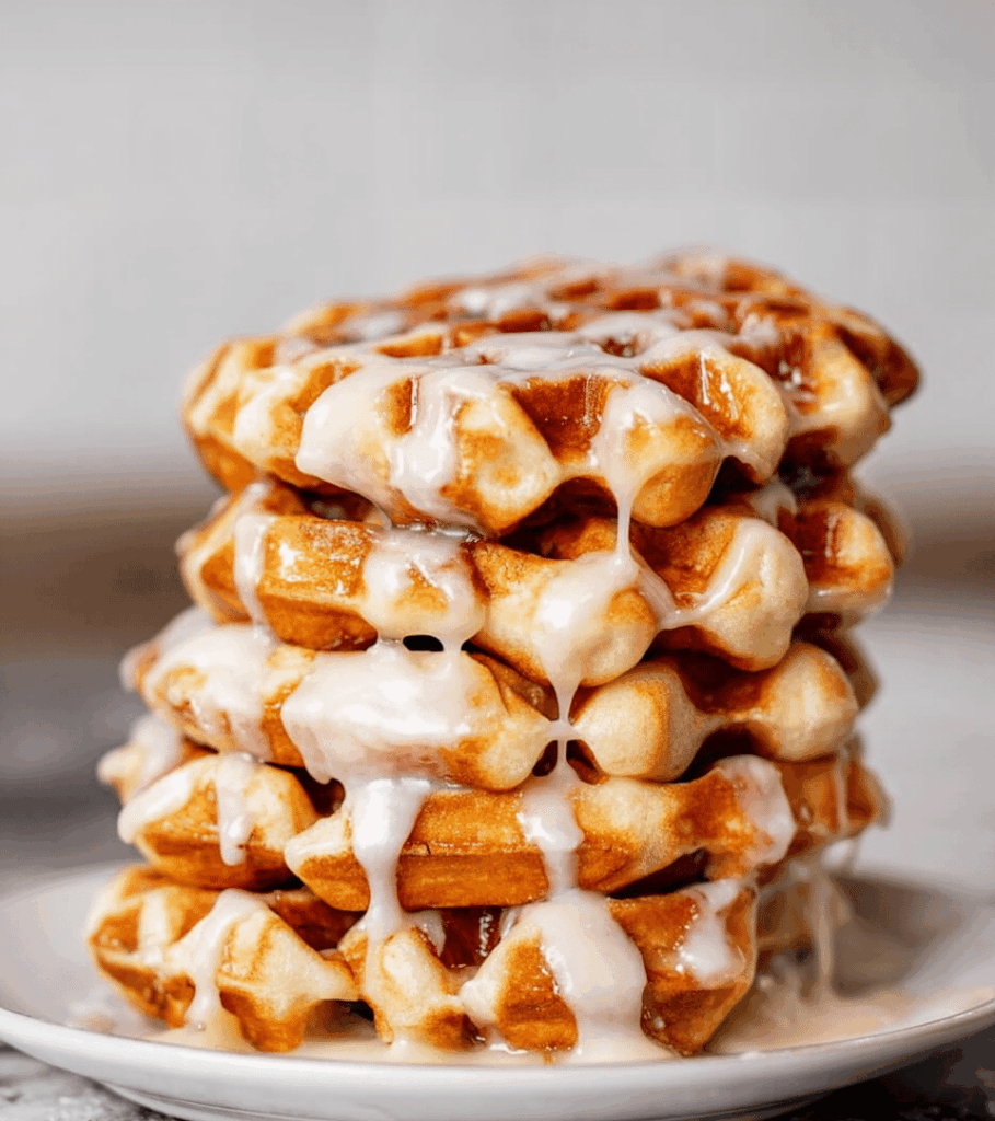 Cinnamon Roll Waffles with Cream Cheese Maple Glaze Recipe