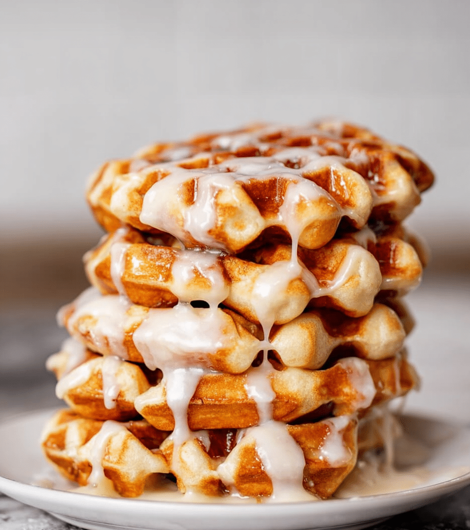 Cinnamon Roll Waffles with Cream Cheese Maple Glaze Recipe