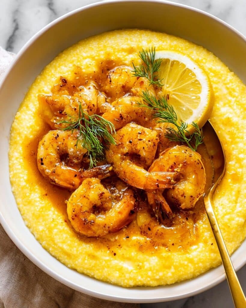 Honey Butter Cajun Shrimp with Smoked Gouda Grits Recipe