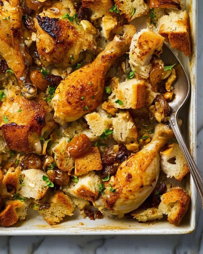 Oregano-Garlic Chicken with Big Croutons Recipe