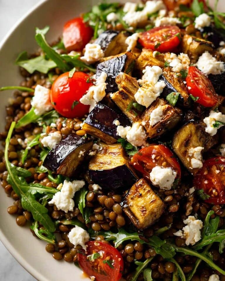 Roasted Eggplant Lentil Salad (Aubergine Salad) Recipe