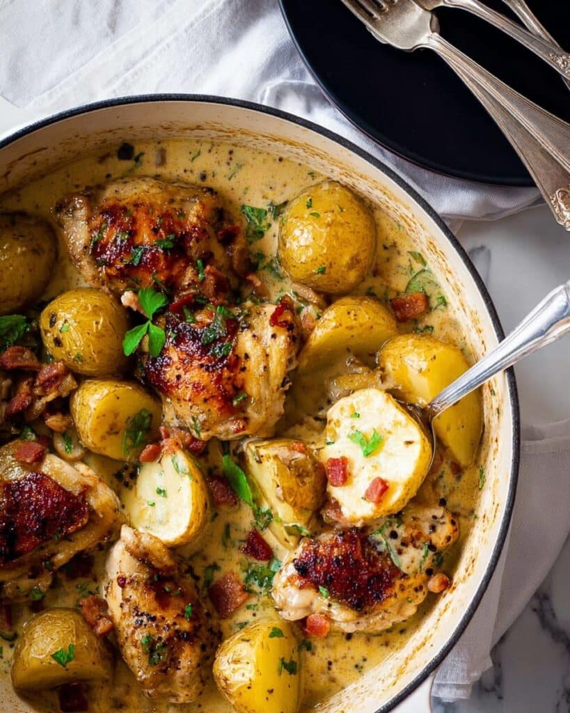 Honey Mustard Baked Chicken with Potatoes & Bacon Recipe