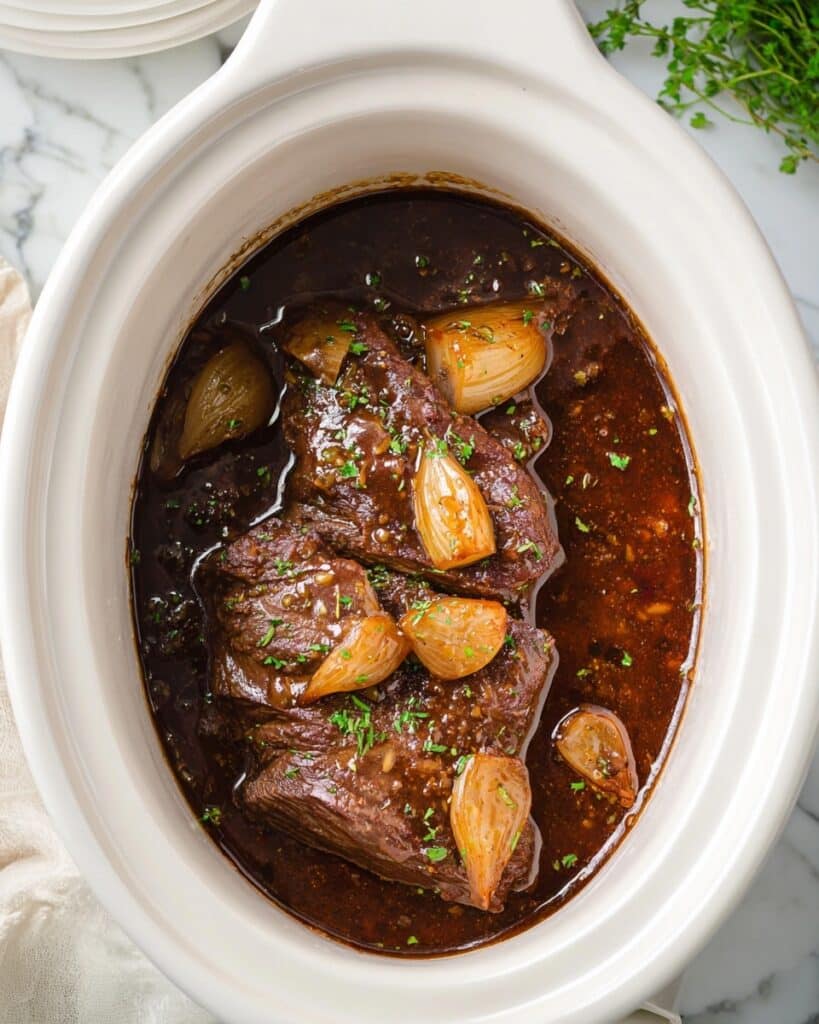 Slow Cooker Brisket with BBQ Sauce and Caramelized Onions Recipe