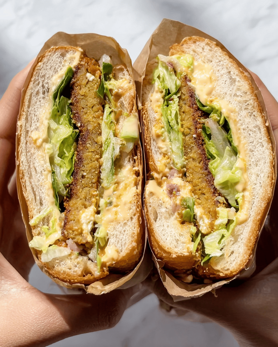 The image shows an open sandwich with four main layers on a torn piece of white bread resting on a white marbled surface. The bottom layer is a chunky, cooked mixture with a golden-orange color and scattered dark spices. Above it, there are fresh, bright green lettuce leaves adding a crinkly texture. On top of the lettuce, a few smooth, pale green slices of avocado are being placed by a woman's hand. The overall look is fresh and colorful with a focus on natural textures and layers. Photo taken with an iphone --ar 4:5 --v 7