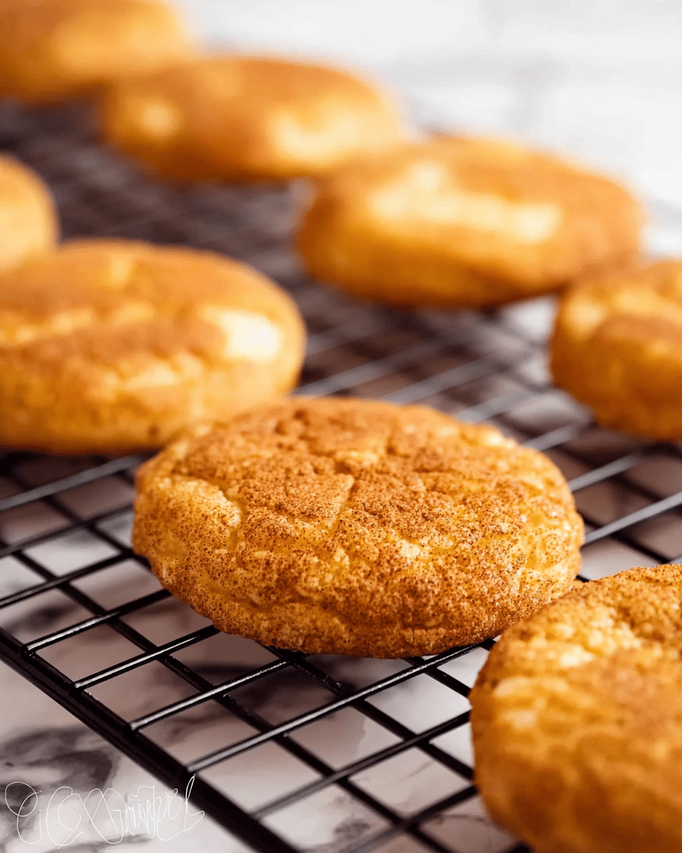 Several round, golden-brown cookies with a cracked surface are placed on a black wire cooling rack. The cookies have a slightly rough texture with patches of lighter cream color showing through the browned outer layer. The cooling rack sits on a white marbled surface, and the cookies are evenly spaced in rows, extending into the blurred background. The lighting highlights the crispy edges and soft interior visible on some cookies. photo taken with an iphone --ar 4:5 --v 7