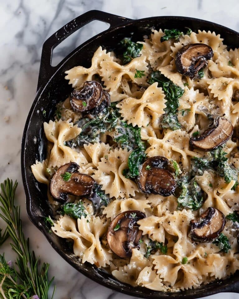 Creamy Vegan Mushroom and Kale Pasta Recipe