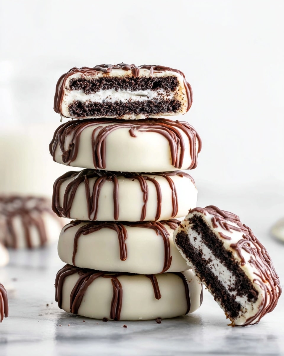 White Chocolate Covered Oreos with Dark Chocolate Drizzle Recipe