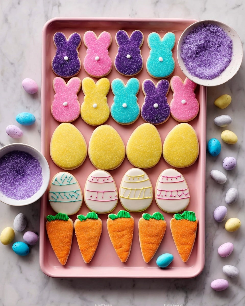 Festive Easter Cookies with Decorated Bunny, Carrot, and Egg Designs Recipe