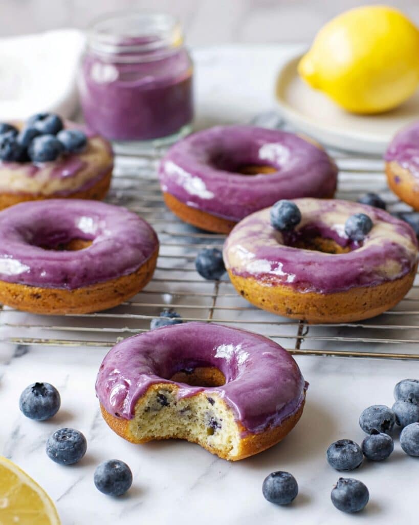 Lemon Poppyseed Protein Donuts with Blueberry Glaze Recipe