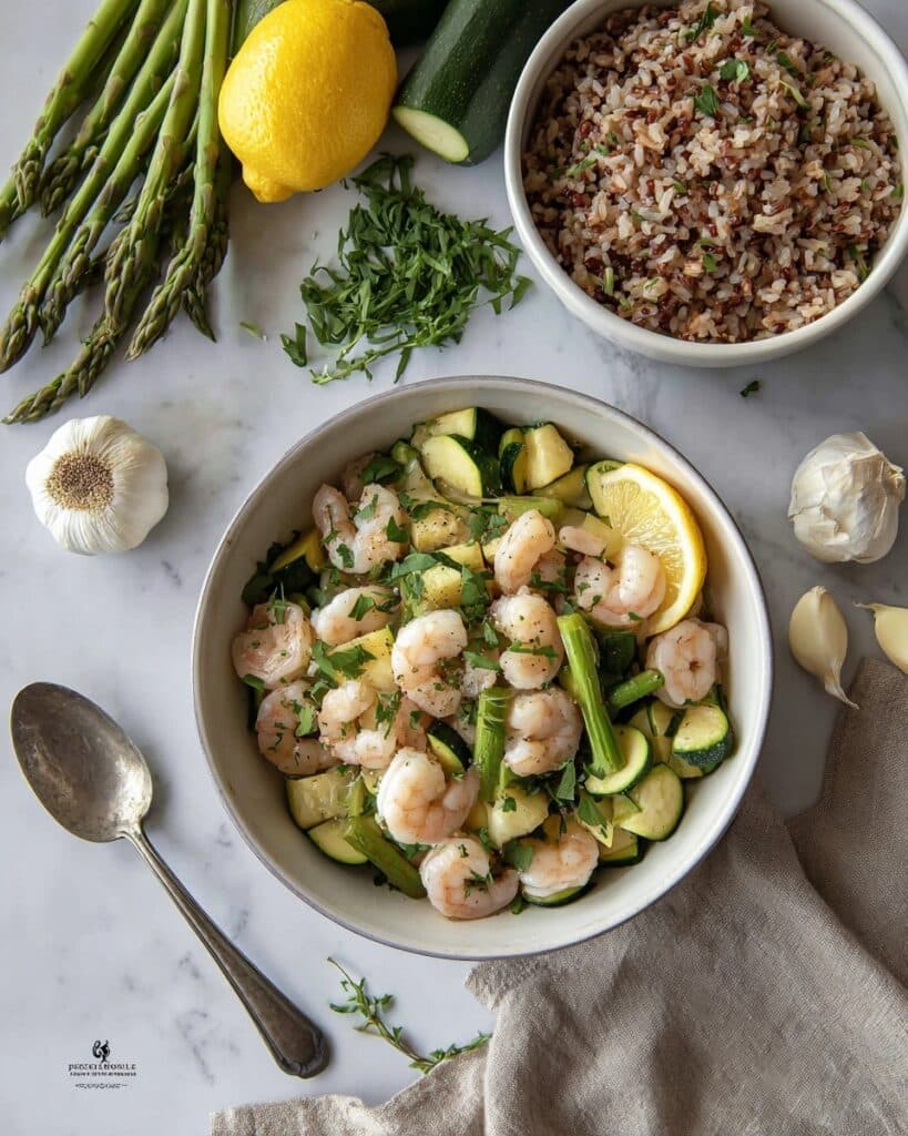 Lemon and Garlic Shrimp with Spring Veggies Recipe