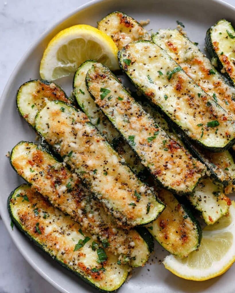 Roasted Parmesan Garlic Zucchini Spears Recipe