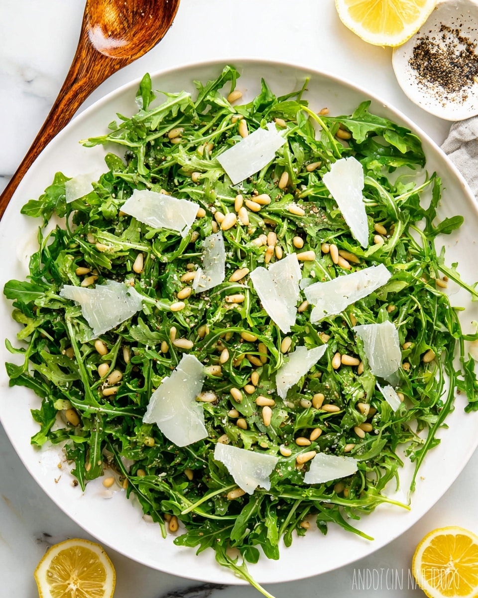 Arugula Salad with Pine Nuts, Parmesan, and Lemon Vinaigrette Recipe