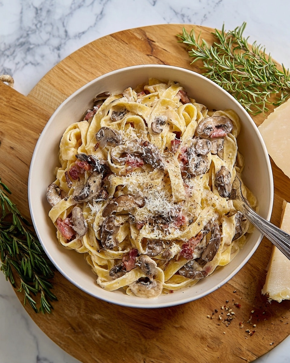 Tagliatelle with Bacon, Mushrooms, and Cream Recipe