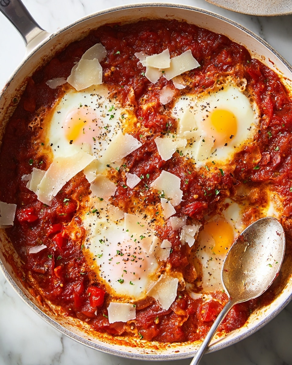 A thick slice of toasted bread forms the base, its golden brown crust visible around the edges. On top, a chunky layer of cooked minced meat mixed with diced red bell peppers and a rich, reddish-brown sauce covers the bread generously. Sitting above the meat is a fried egg with the white cooked fully but still soft, and the yolk bright yellow and partially runny, spilling onto the plate. Black pepper specks are sprinkled over the egg. The dish is placed on a white plate with a faint beige rim, set on a white marbled surface. photo taken with an iphone --ar 4:5 --v 7