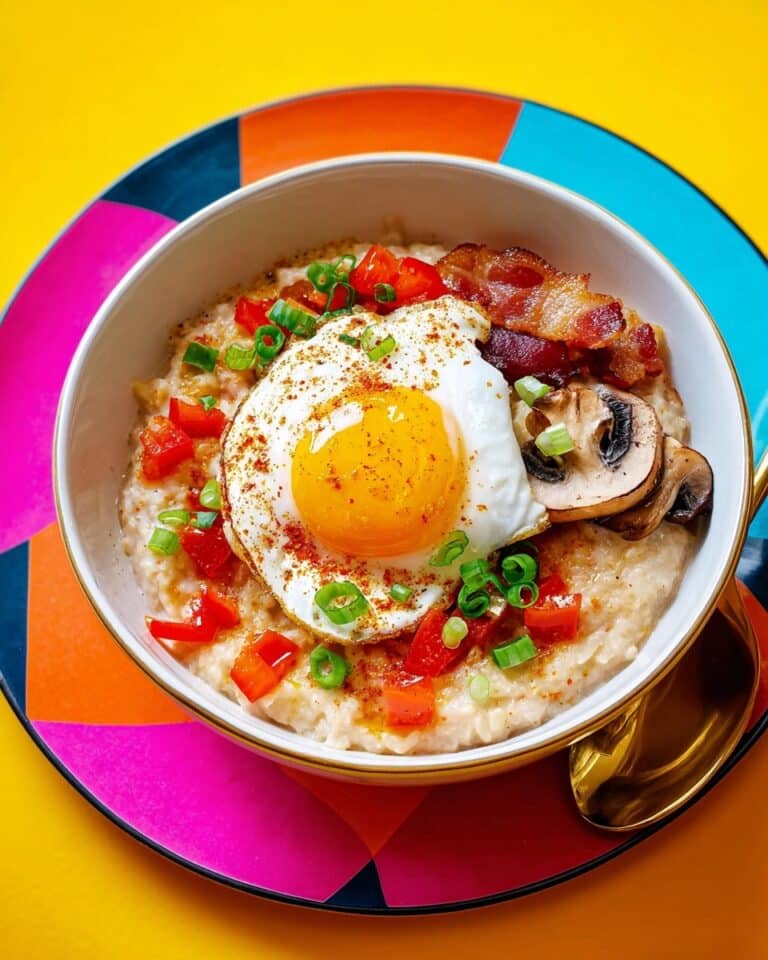 Savory Oatmeal with Bacon, Mushrooms, and Soft-Cooked Eggs Recipe
