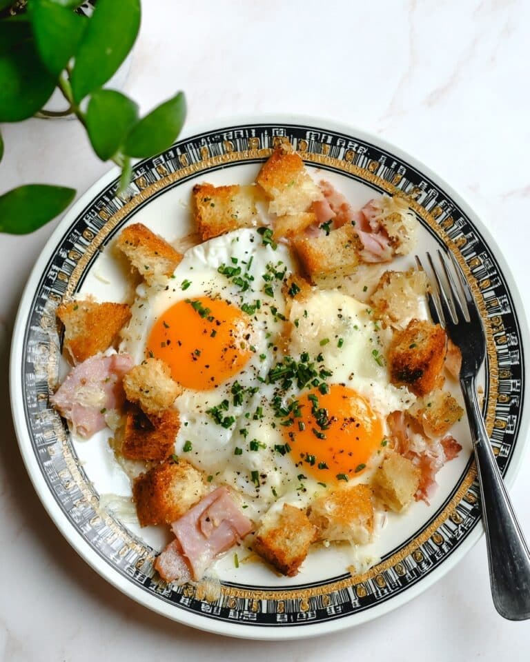 French Ham and Gruyere Egg Skillet with Toasted Bread Recipe