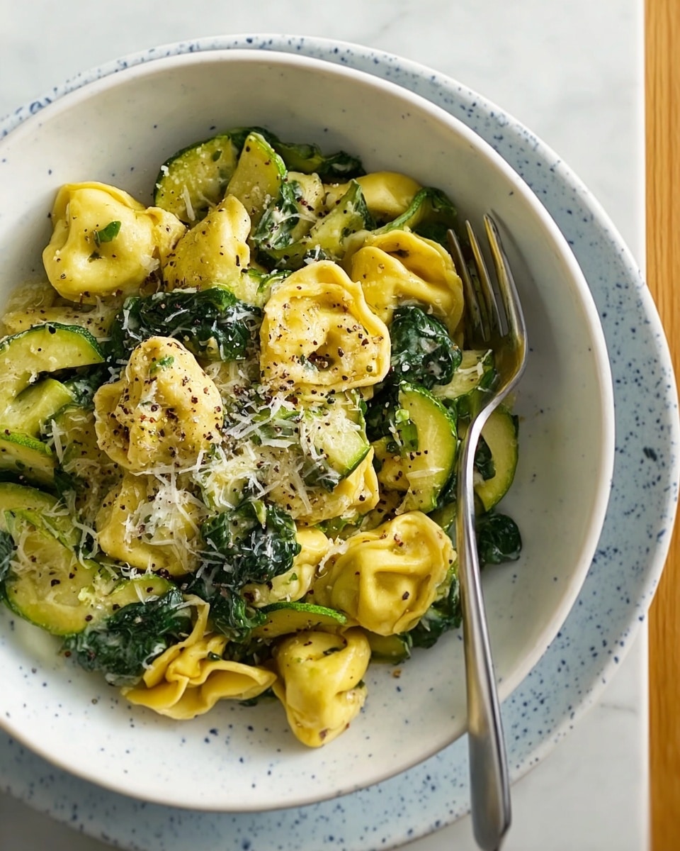 Creamy Lemon Tortellini with Zucchini and Spinach Recipe