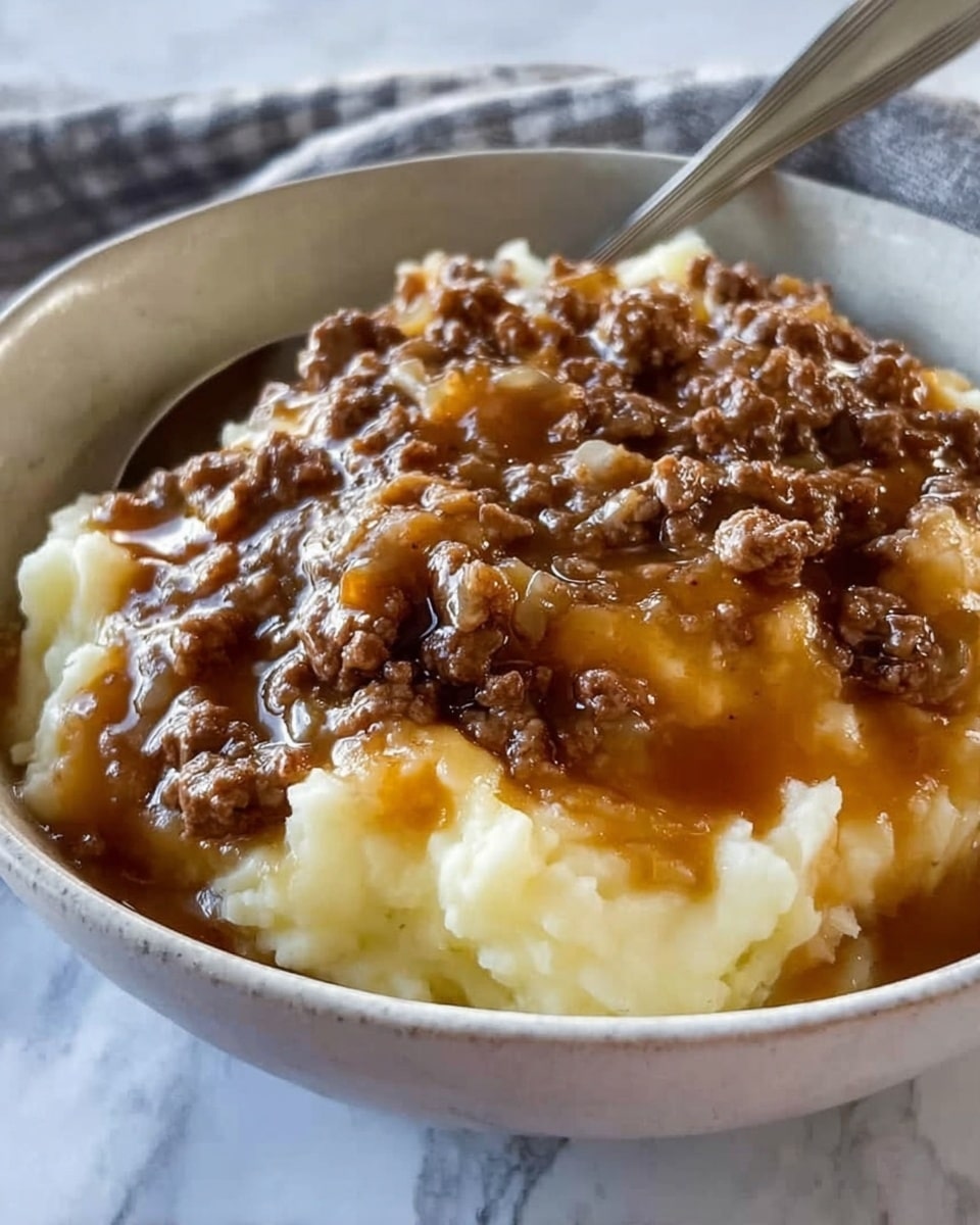 Mashed Potatoes with Ground Beef Gravy Recipe