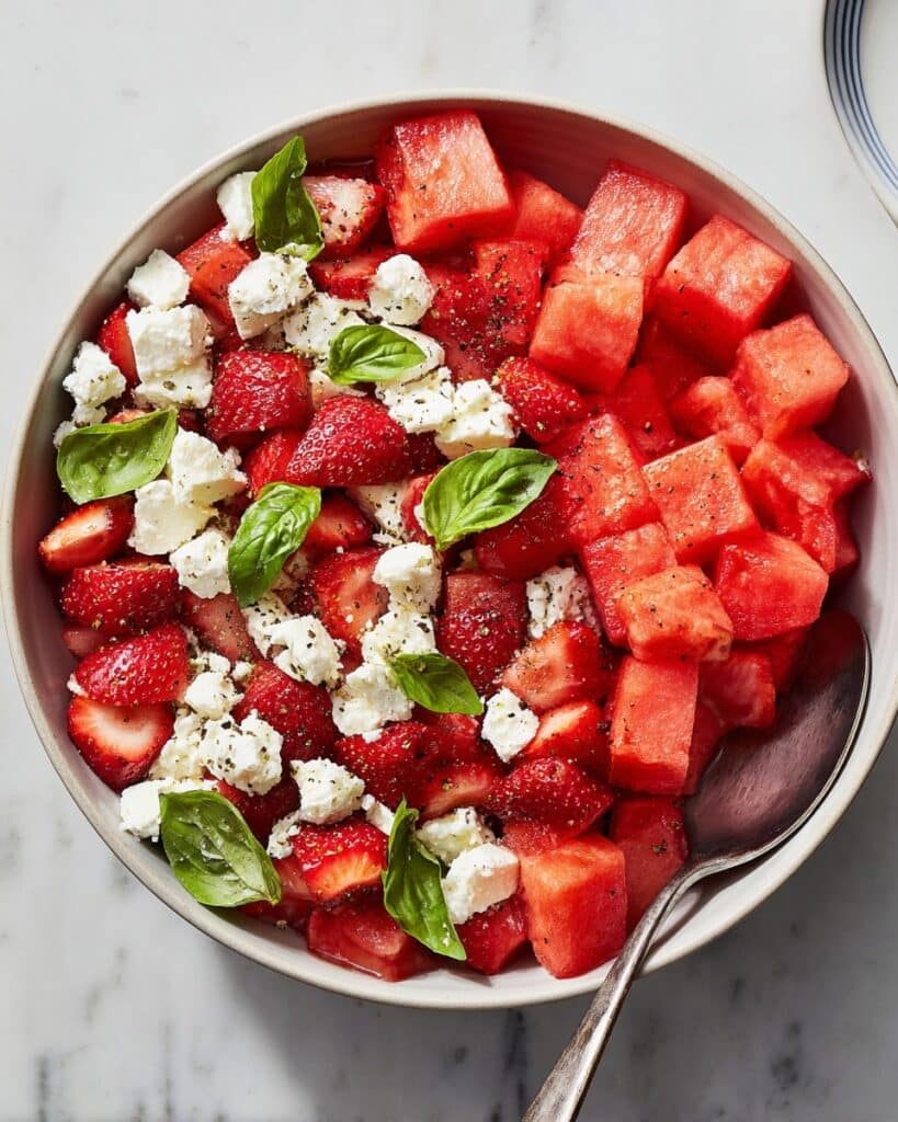 Watermelon Strawberry Caprese Salad Recipe