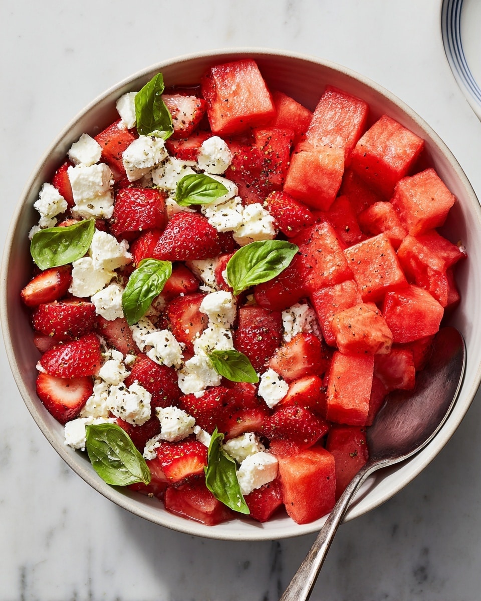 Watermelon Strawberry Caprese Salad Recipe