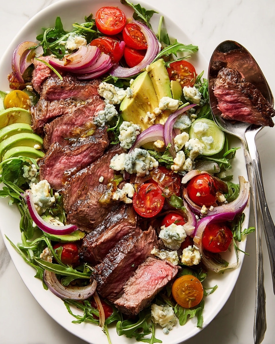 Grilled Steak Salad with Blue Cheese, Avocado, and Balsamic Vinaigrette Recipe
