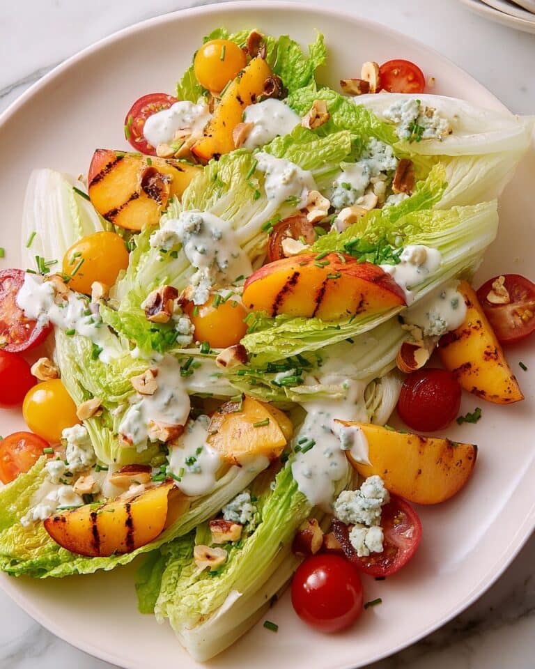 Grilled Peach Salad with Blue Cheese, Hazelnuts, and Herb Yogurt Dressing Recipe