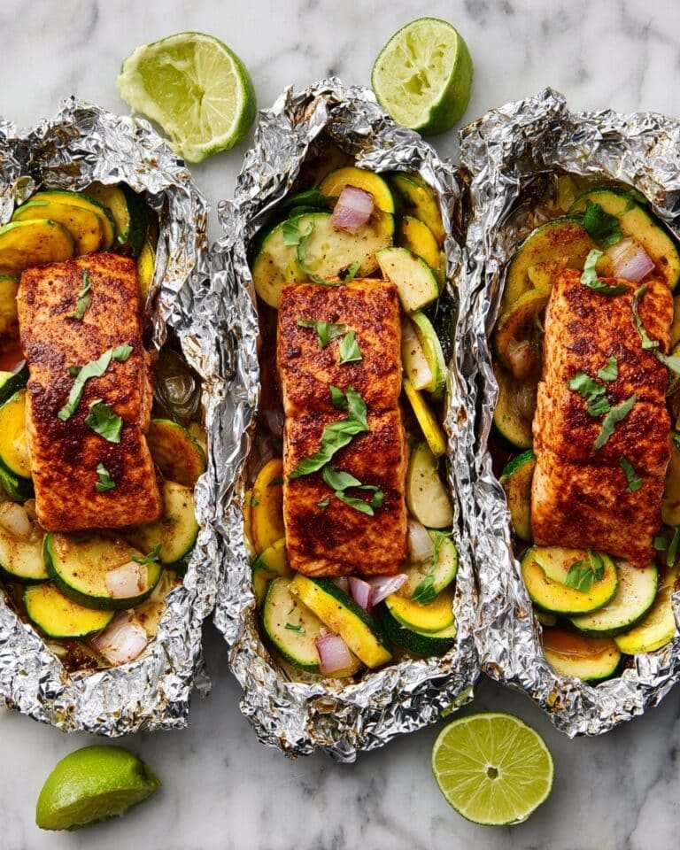 Grilled Honey-Chipotle Salmon Foil Packets with Summer Squash Recipe