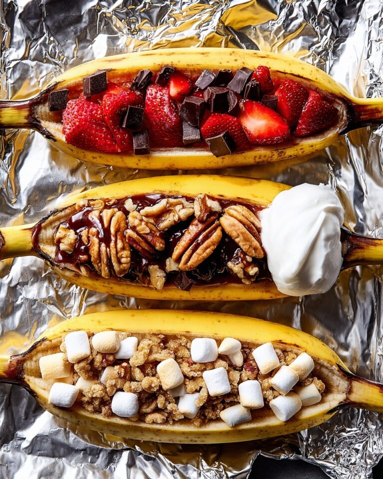 Banana Boats with S’mores, Strawberries, and Pecan Rum Filling Recipe