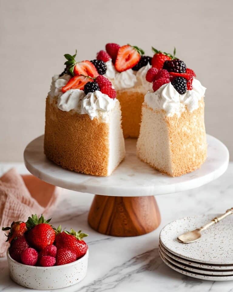 Classic Chiffon Cake with Cream Cheese Whipped Cream and Fresh Berries Recipe