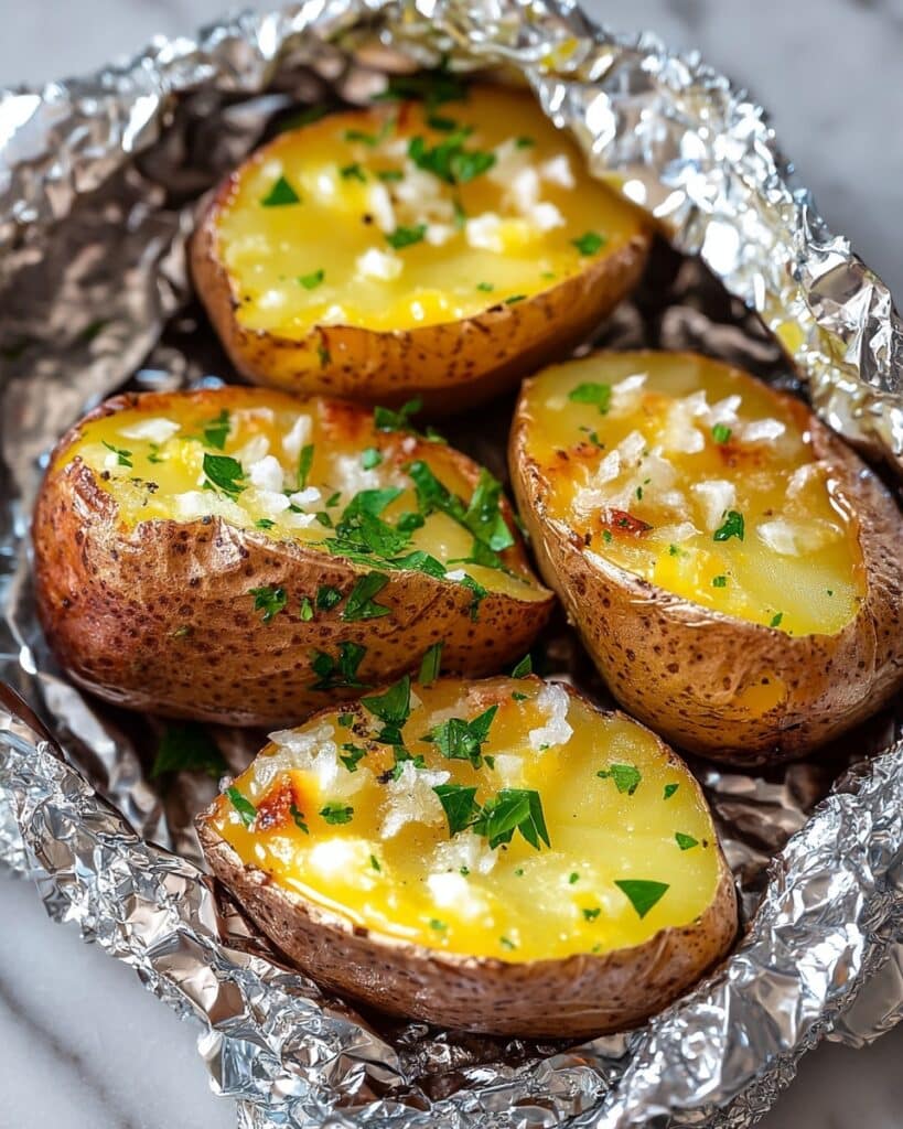 Slow Cooker Foil Baked Potatoes Recipe