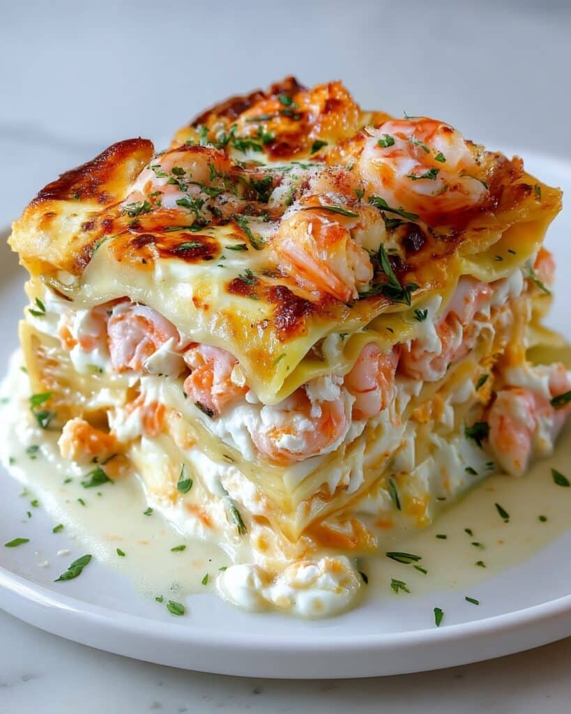 Seafood Lasagna with Shrimp, Crab, and Alfredo Sauce Recipe