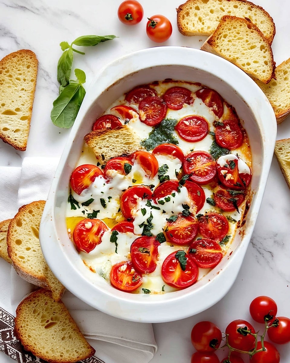 Baked Mozzarella with Cherry Tomatoes and Fresh Basil Recipe