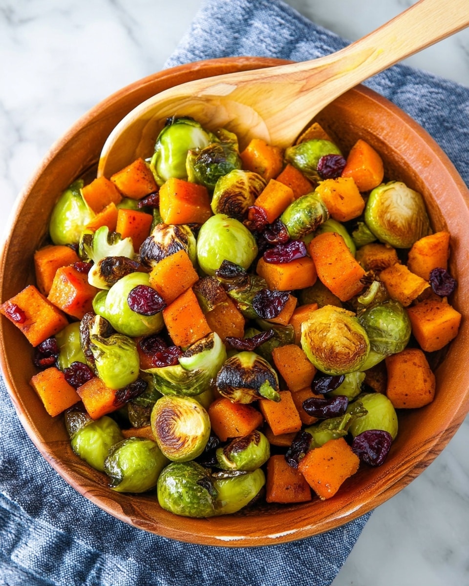Honey Roasted Brussels Sprouts with Butternut Squash and Cranberries Recipe