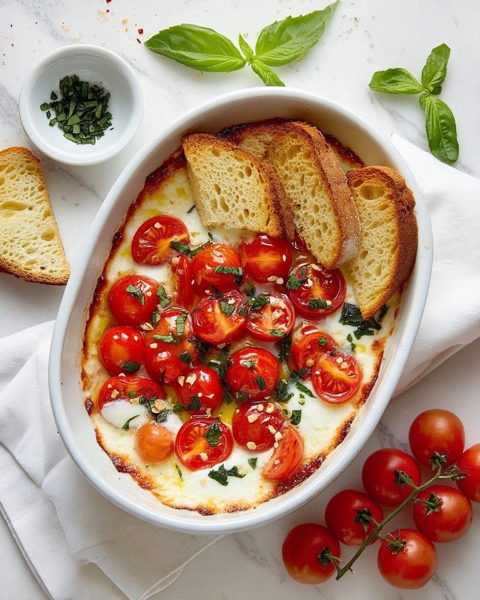 Baked Mozzarella with Cherry Tomatoes and Basil Recipe
