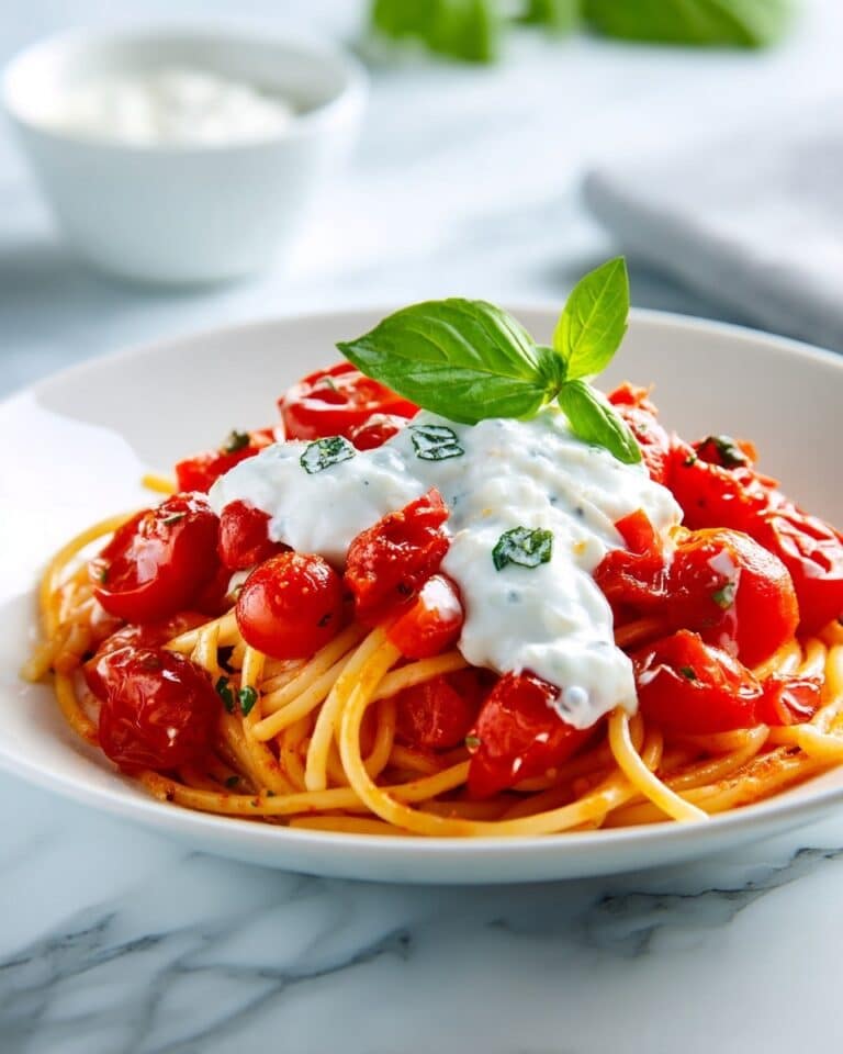 Burrata Pasta with Cherry Tomatoes and Fresh Basil Recipe